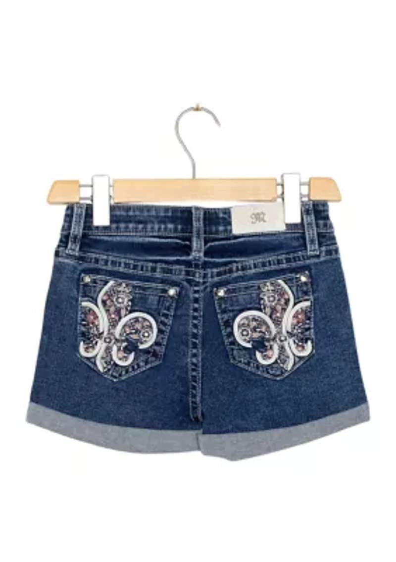 Girls 7-16 Floral Denim Shorts