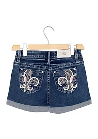 Girls 7-16 Floral Denim Shorts