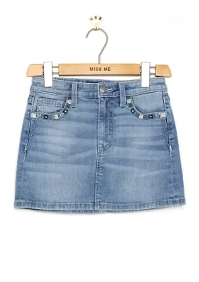 Girls 7-16 Denim Embroidered Skirt
