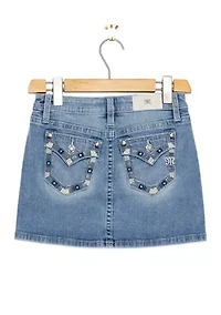 Girls 7-16 Denim Embroidered Skirt
