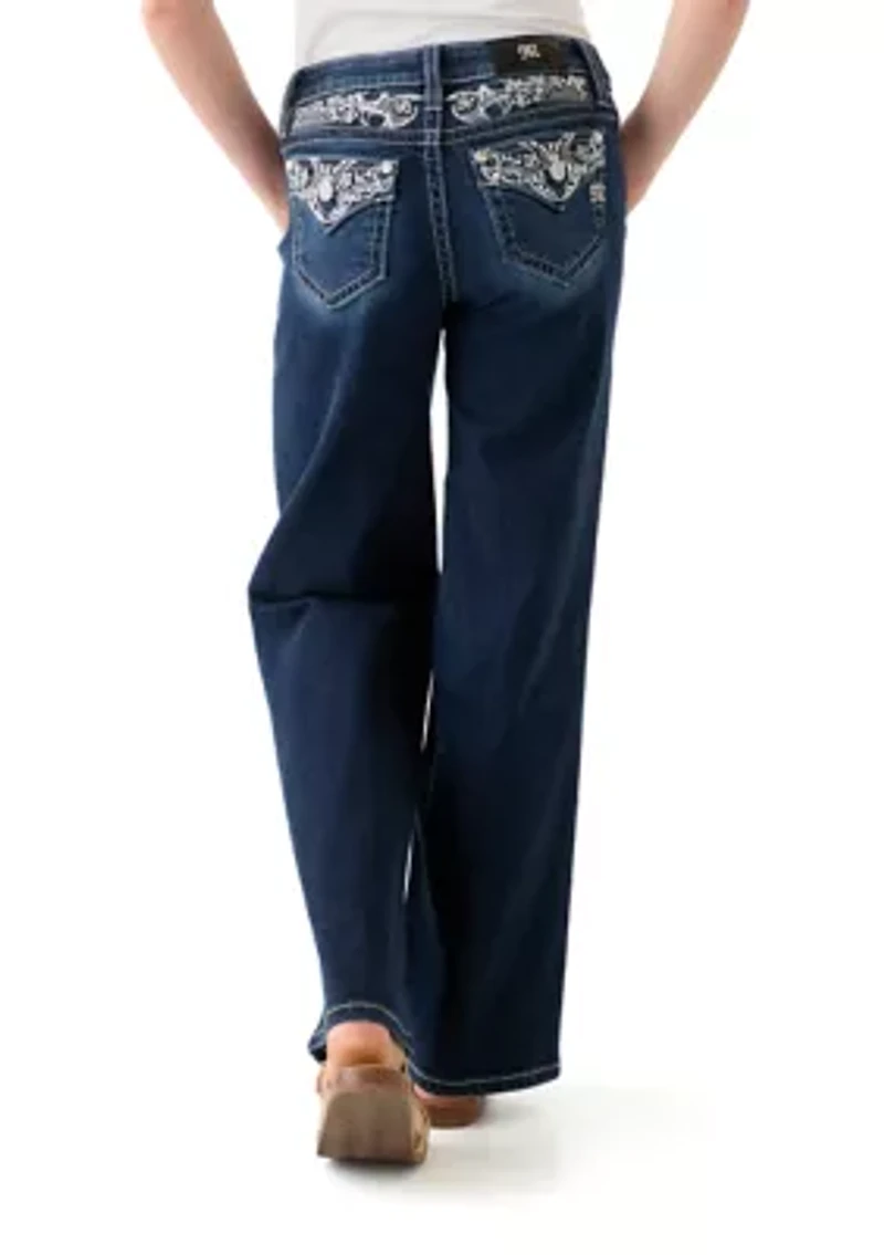 Girls 7-16 Fleur de Lis Bootcut Jeans