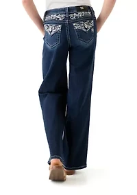 Girls 7-16 Fleur de Lis Bootcut Jeans