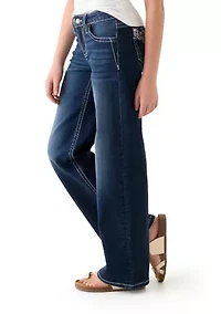 Girls 7-16 Fleur de Lis Bootcut Jeans