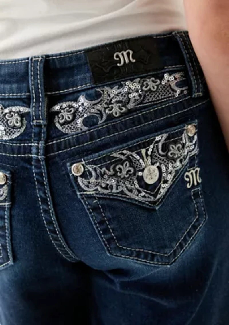 Girls 7-16 Fleur de Lis Bootcut Jeans