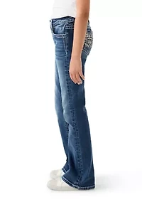Girls 7-16 Cross Pocket Bootcut Jeans