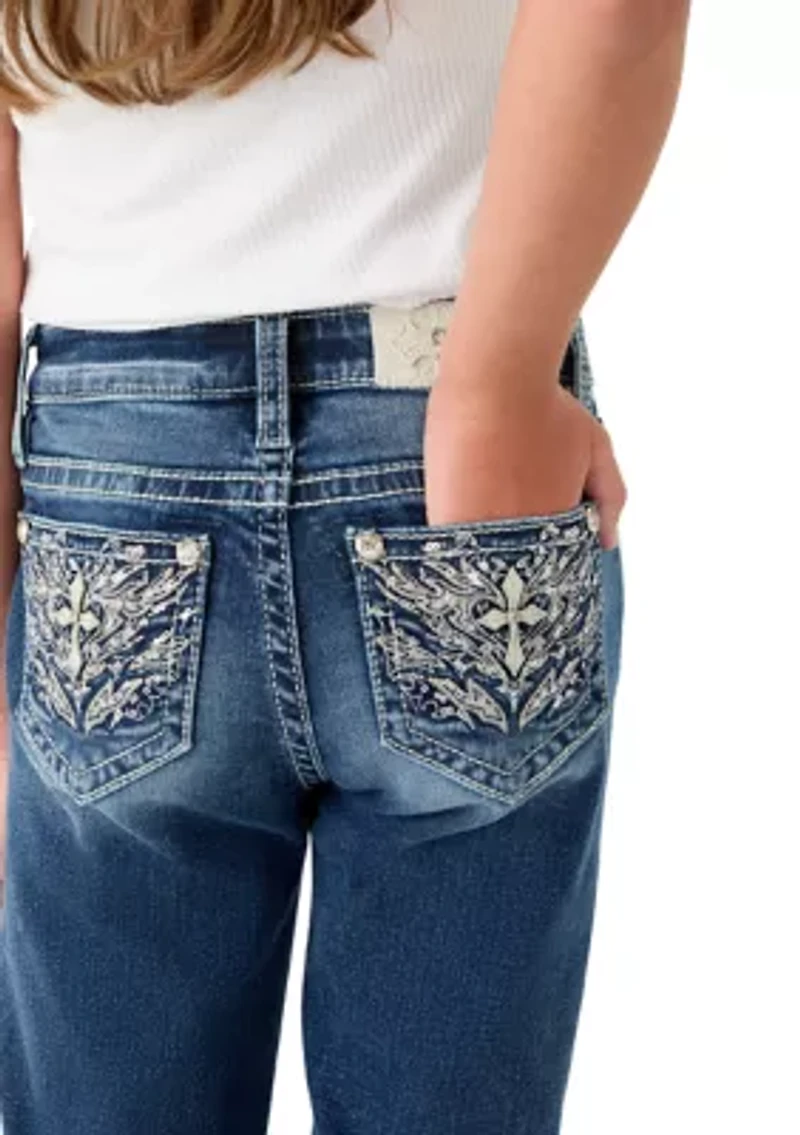 Girls 7-16 Cross Pocket Bootcut Jeans
