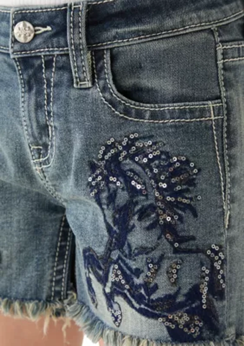 Girls 7-16 Horse Detail Denim Shorts