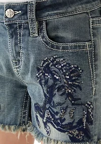 Girls 7-16 Horse Detail Denim Shorts