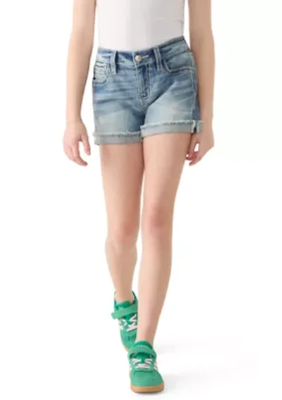 GIRLS 7-16 Fleur De Lis Denim Shorts