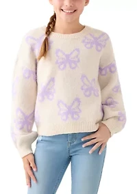 Girls 7-16 Icon Print Crew Sweater