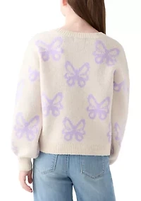 Girls 7-16 Icon Print Crew Sweater