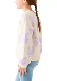 Girls 7-16 Icon Print Crew Sweater
