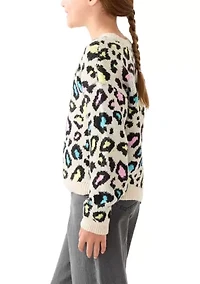 Girls 7-16 Neon Animal Print Sweater