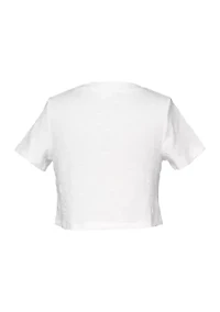 Girls 7-16 Short Sleeve Rhinestone Flower Crop Top