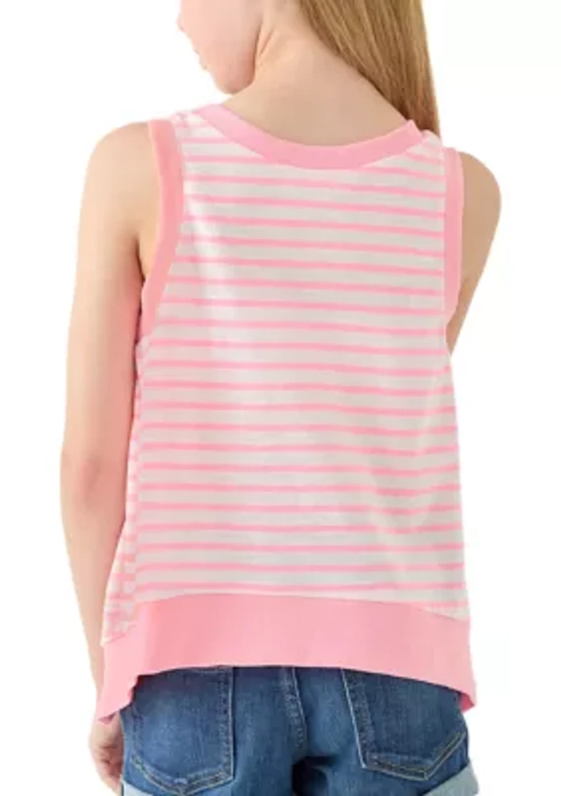 Girls 7-16 Striped Lace Peace Sign Graphic Pullover