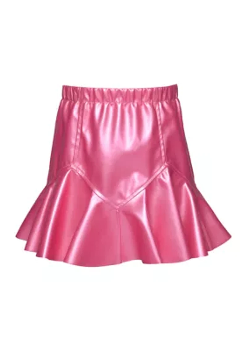 Girls 7-16 Fit and Flare Faux Leather Skirt