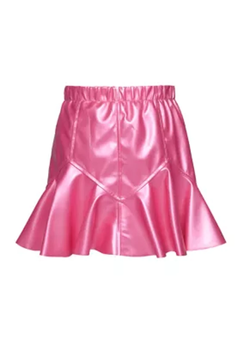 Girls 7-16 Fit and Flare Faux Leather Skirt
