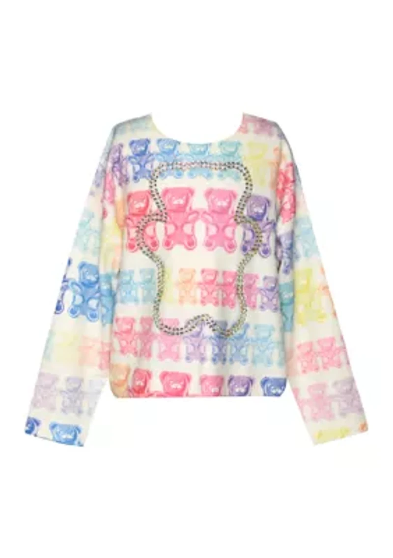 Girls 7-16 Gummy Bear All Over Print Sweater