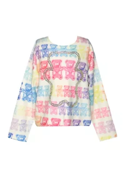 Girls 7-16 Gummy Bear All Over Print Sweater