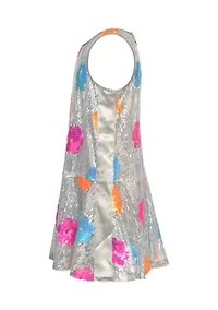 Girls 7-16 Neon Flowers Sequin Dress