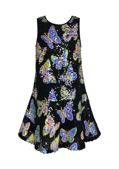 Girls 7-16 Sequin Butterfly Printed Dress