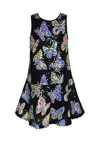 Girls 7-16 Sequin Butterfly Printed Dress