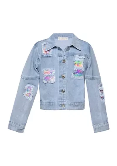 Girls 7-16 Patchwork Denim Jacket