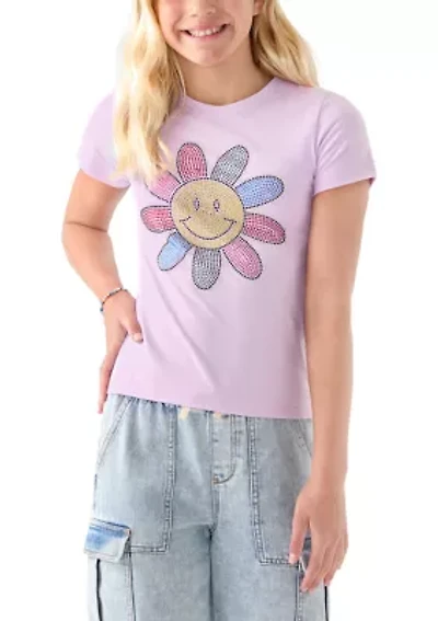 Girls 7-16 Smiley Flower Shirt