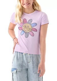 Girls 7-16 Smiley Flower Shirt
