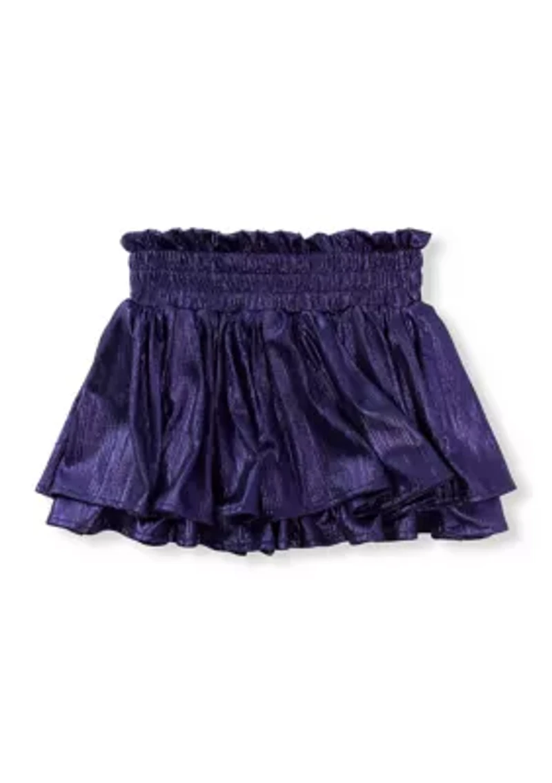 Girls 7-16 Plissé Shine Skort