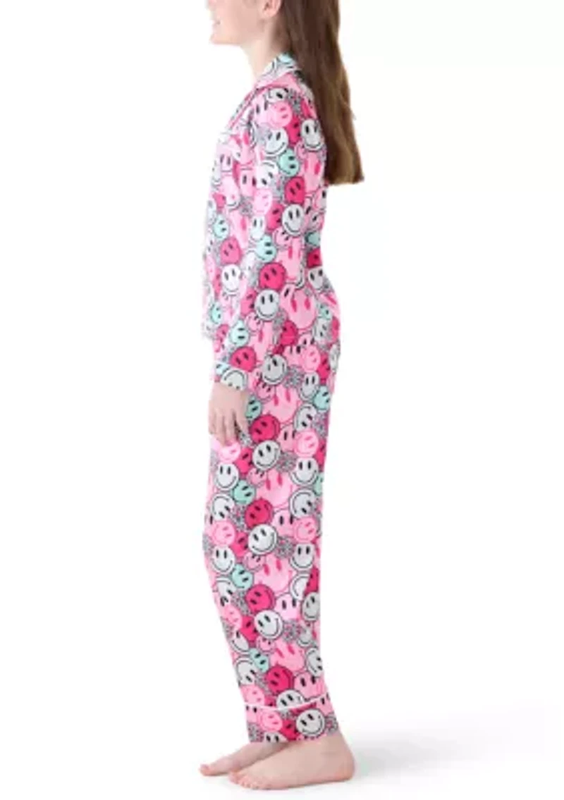 Girls 7-16 Smiley Print Coat Front Pants Set