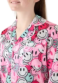 Girls 7-16 Smiley Print Coat Front Pants Set