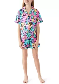 Girls 7-16 Neon Gummies Coat Front Short Set