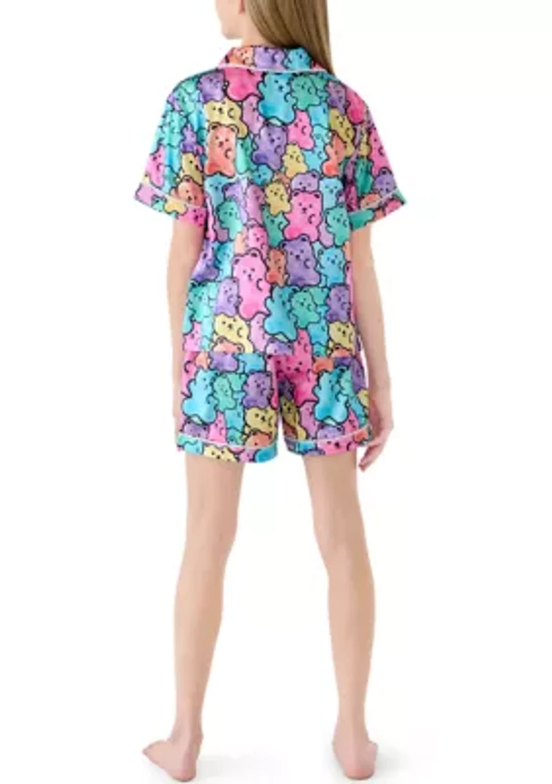 Girls 7-16 Neon Gummies Coat Front Short Set