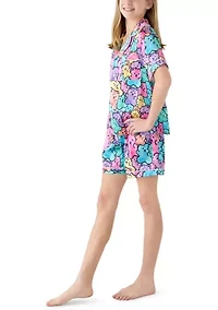 Girls 7-16 Neon Gummies Coat Front Short Set