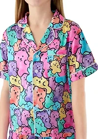 Girls 7-16 Neon Gummies Coat Front Short Set