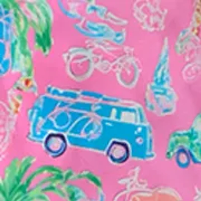 Girls 7-16 Tropical Print Coat Front Short Set