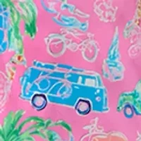 Girls 7-16 Tropical Print Coat Front Short Set