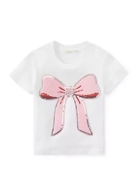 Girls 7-16 Big Chenille Bow with Rhinestones Graphic T-Shirt