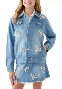 Girls 7-16 Bows Denim Jacket