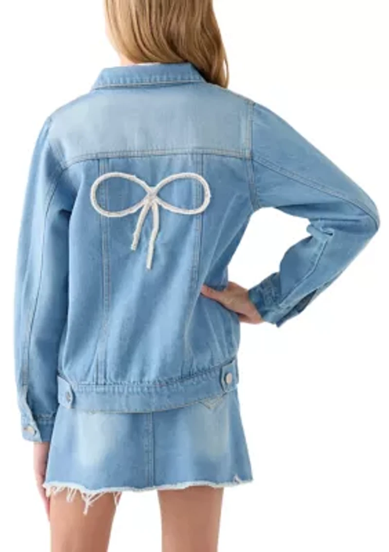 Girls 7-16 Bows Denim Jacket