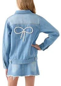Girls 7-16 Bows Denim Jacket