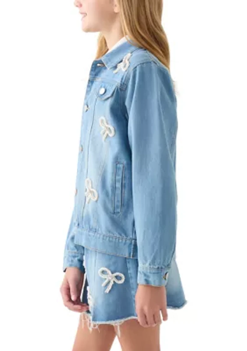 Girls 7-16 Bows Denim Jacket