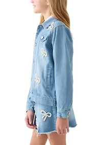 Girls 7-16 Bows Denim Jacket