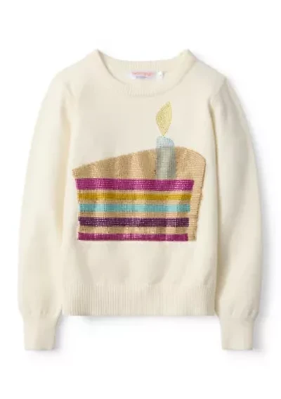 Girls 7-16 Birthday Cake Crew Neck Sweater