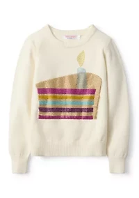 Girls 7-16 Birthday Cake Crew Neck Sweater