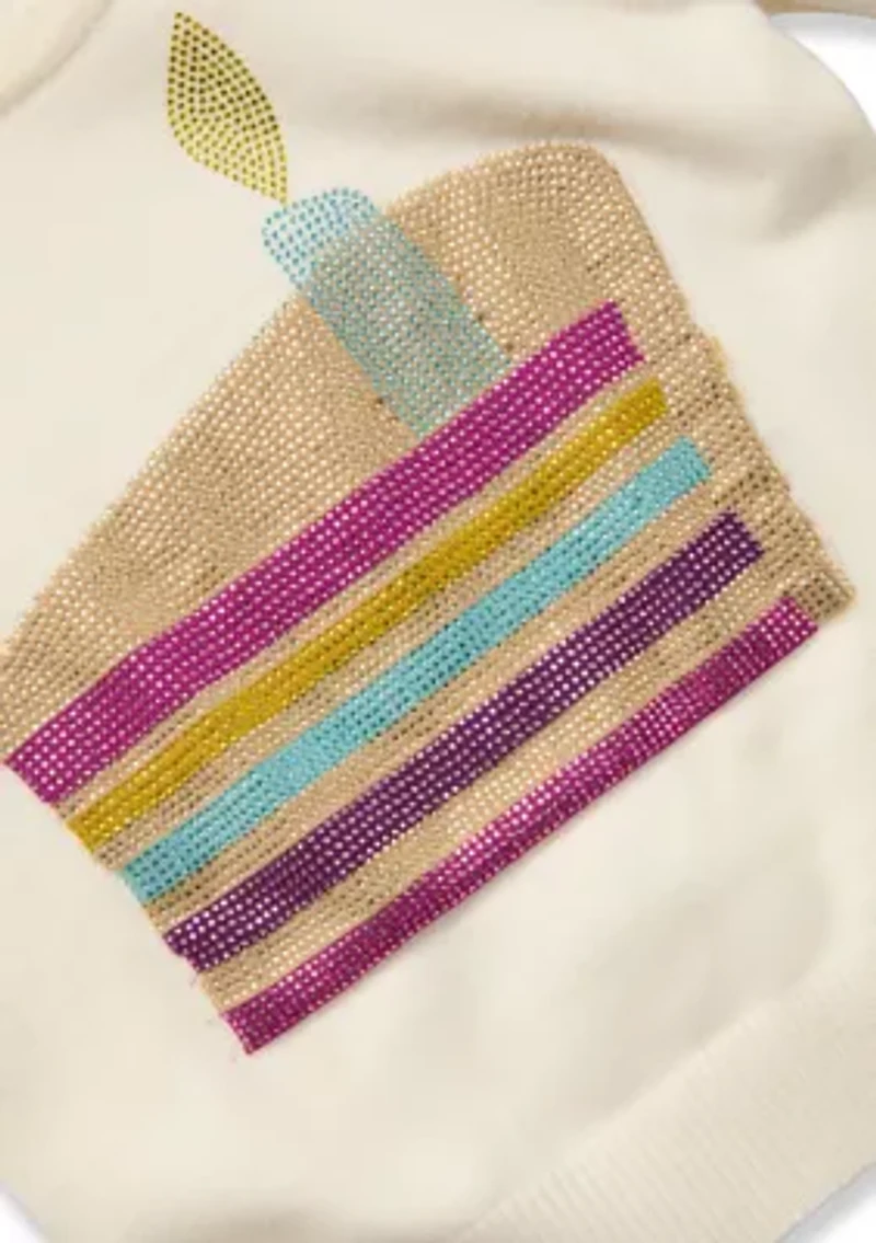 Girls 7-16 Birthday Cake Crew Neck Sweater