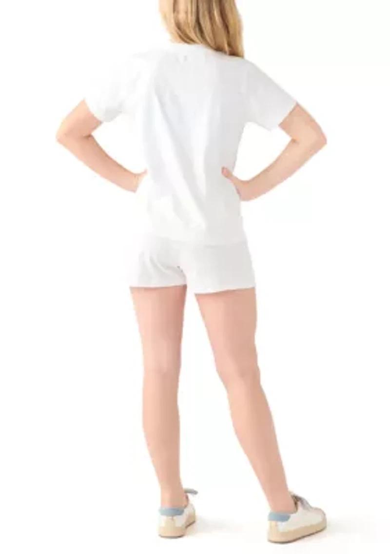 Girls 7-16 Butterfly Sequin Printed Top and Shorts Set