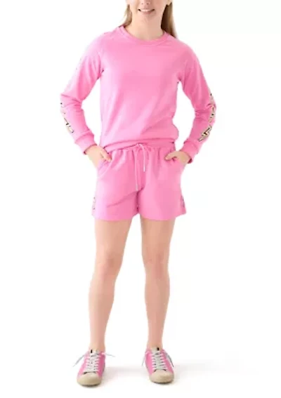 Girls 7-16 Crew Neck Sweatshirt and Shorts Set