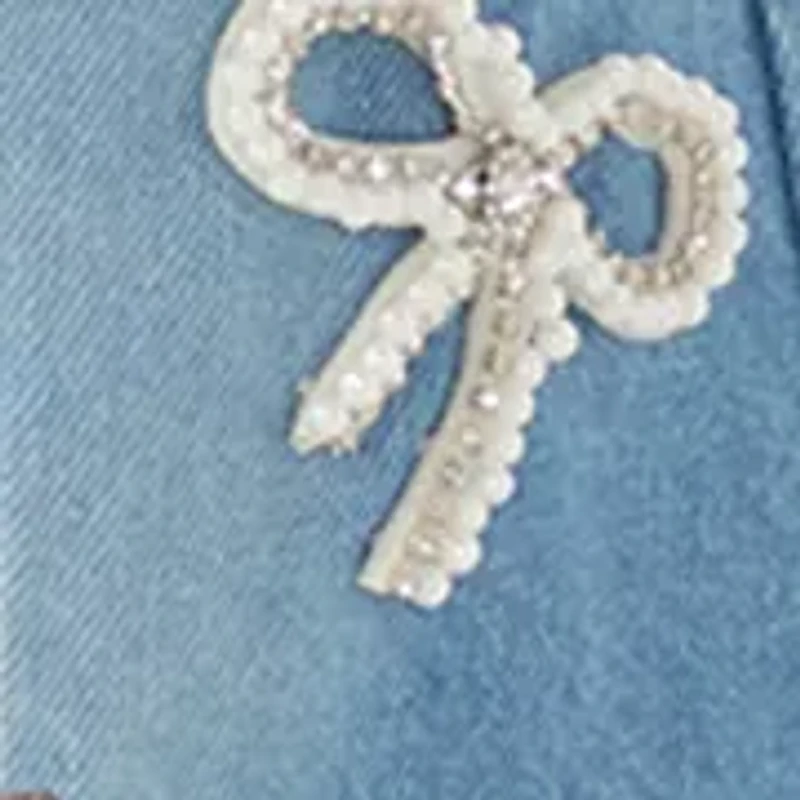 Girls 7-16 Bows Denim Skirt with Seams